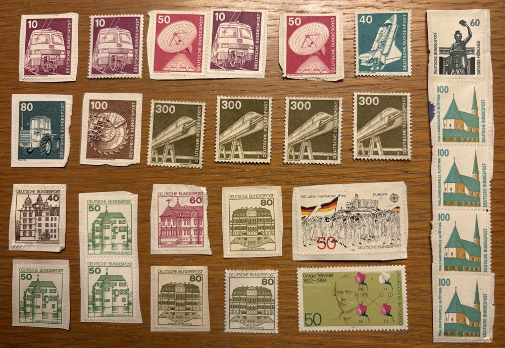 GERMANY Deutsche Bundespost, 27 Uncancelled Stamps From Letters, Mostly 1970’s