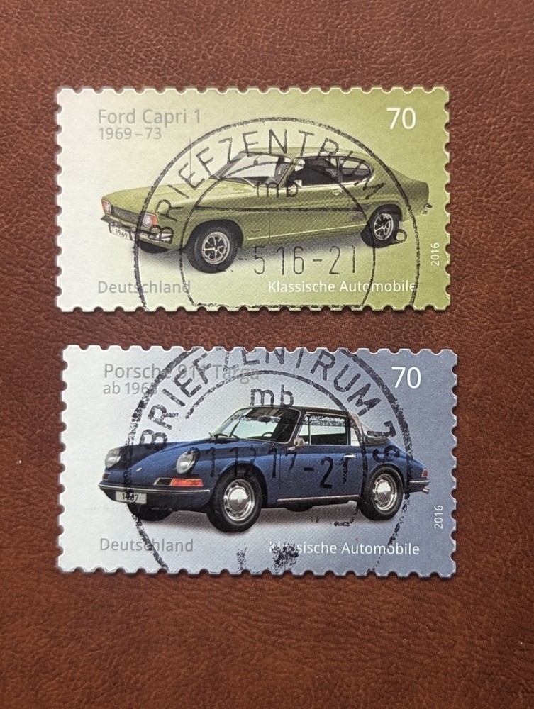 Germany. 2016. Used Stamps Depicting Classic Cars Porsche And Ford. 25JU