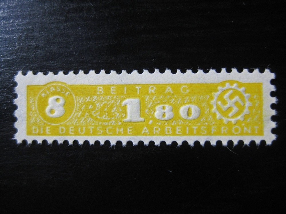 THIRD REICH mint MNH Arbeitsfront Klasse 8 RM 1.80 revenue stamp!