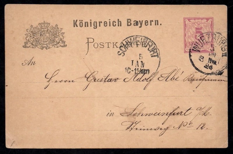 1904 Germany Bavaria Stationery Postal Card addressed