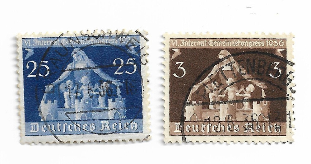 Germany Reich x 2 stamps 1936 International Local Government Congress