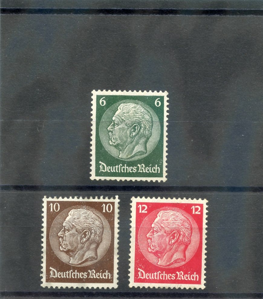 GERMANY Sc 403,5-6(MI 484,6-7)*F-VF OG 1933 6pf, 10pf, 12pf VALUES $16