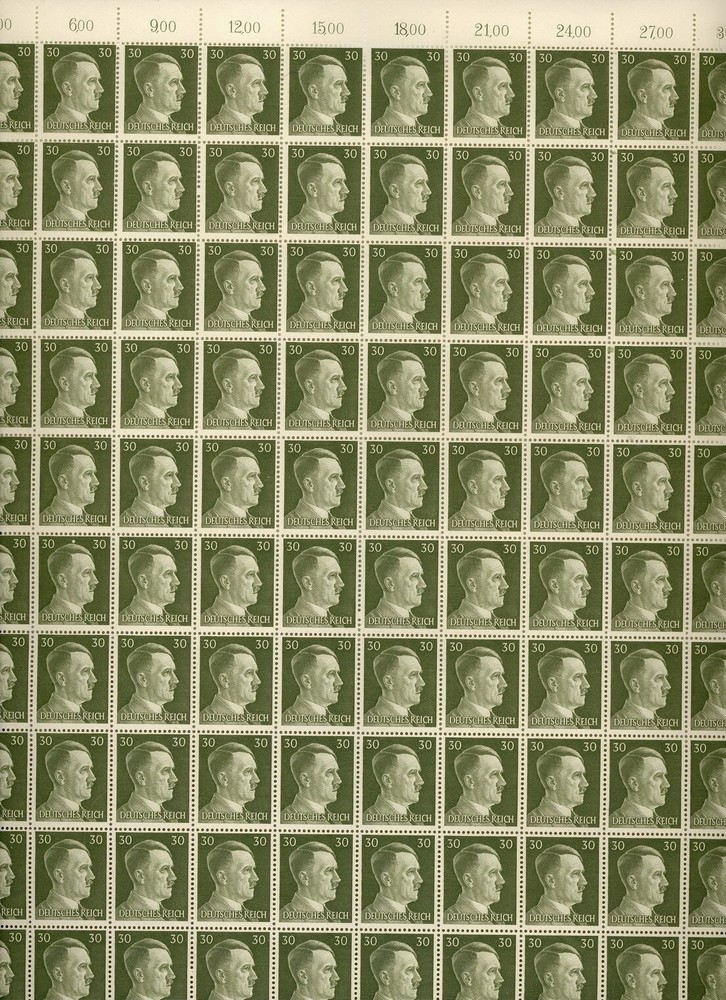 Wholesale Stamp Germany 10 Full Sheets 1941 WWII War 30PF Hitler MNH
