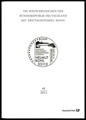 GERMANY FOLDER 2012/44 HELMUT KOHL KANZLER DER EINHEIT EHRENBÜRGER EUROPA CEPT