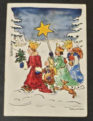 1912 Imperial German Christmas Santa Claus Elf Postcard 10 Pf Local Post Stamp