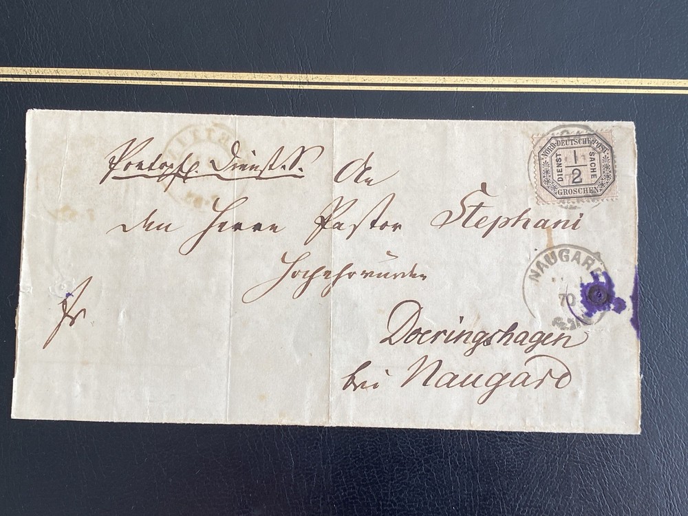 1870 Prussia DOUBLE USED Official Wrapper STETTIN NAUGARD NOWOGARD North German