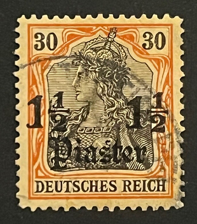 Travelstamps: Germany Offices in Turkey Stamps #35 – 1 1/2 Piaster/30pf Used Wmk