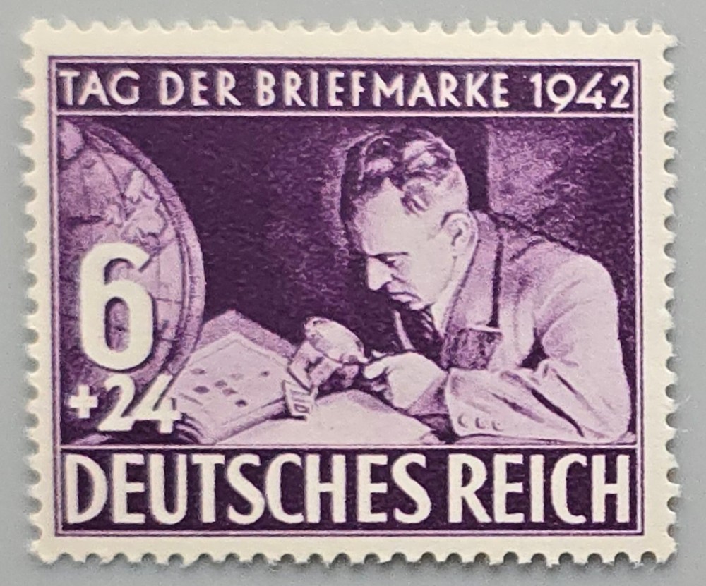 Germany 1942 Tag der Briefmarke Stamp Day 6+24pf Violet Semi-Postal Mint
