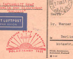 GERMANY Card ZEPPELIN Air 2m *POLARFAHRT* Overprint 1931 Ship MALYGUIN CDS KZ154
