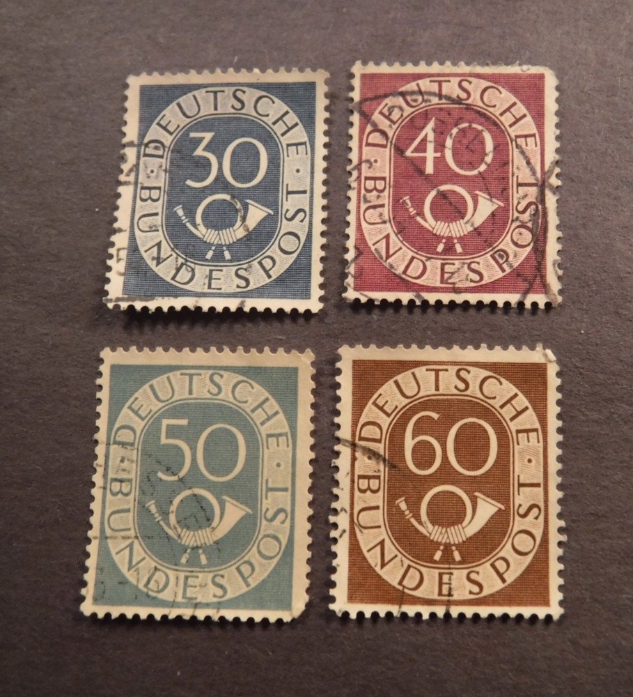 Scott#679, 680, 681, &682, 1951-52, 30.40,50,& 60 pf , Numeral & Post Horn Used
