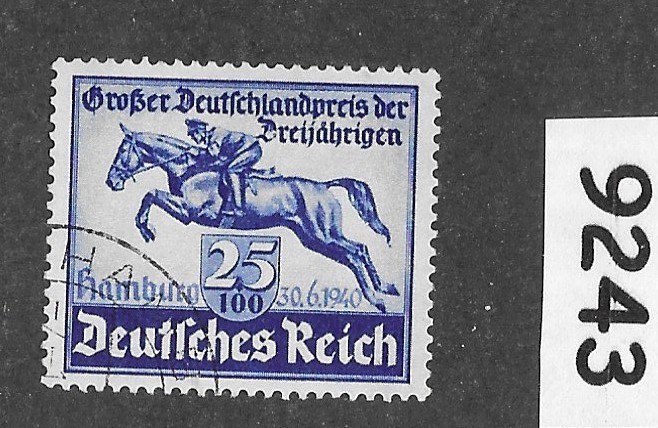 Used stamp Horse race derby B172 / 1940 Hamburg Third Reich era Germany #9243