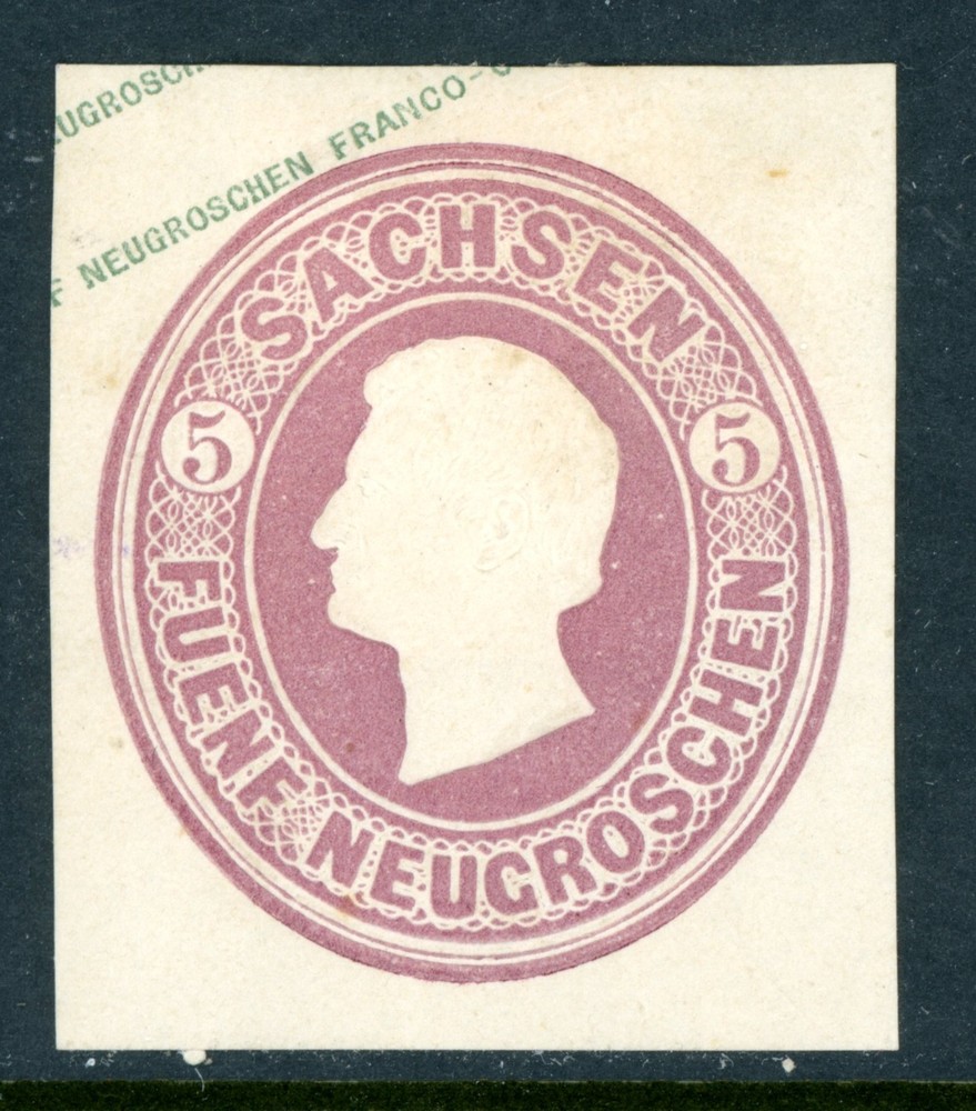Germany 1859 Saxony King Johann 5 NG Cut Square Mint K892