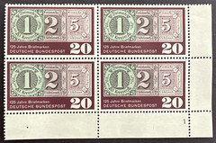 GERMANY 1965 Scott # 933 Numbered Corner Block of 4 MNH Thurn & Taxis