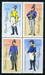 DDR #Mi2997-Mi3000 MNH 1986 Postal Uniforms [From Se-Tenant Block][2520a-2523a]