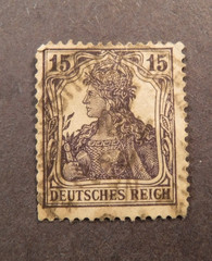Scott#100, 1916-19, 15, pf. Germania , Used Stamp