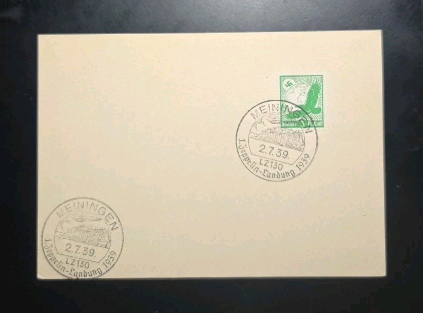 Germany 1939 LZ-130 Graf Zeppelin II Meiningen Landing Commemorative Postalcard
