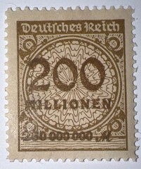 Travelstamps: 1923 German Stamps Inflation Series Mi:323, OP, MNH, 200 Millionen
