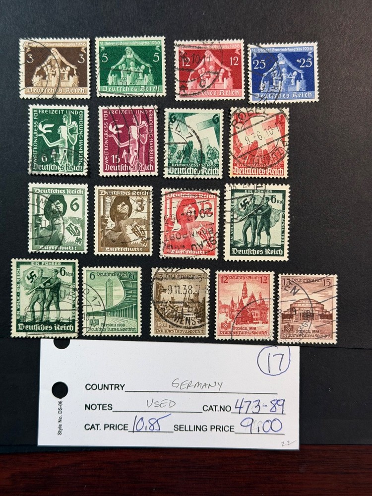 Germany # 473 – 489 Used 2024 Scott Catalogue Value $ 10.85
