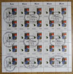 Bow Waistband No. 1587 KB Bayern stamp ESST sheet coat of arms of the countries RRR