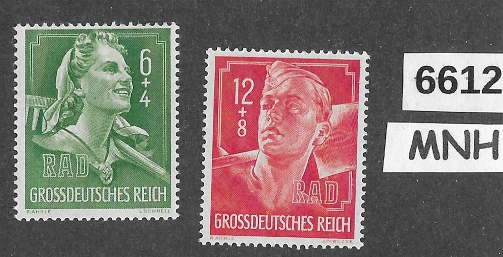 #6612 MNH stamp set Sc B281 – 282 / 1944 / Hitler youth Labor Corp Third Reich