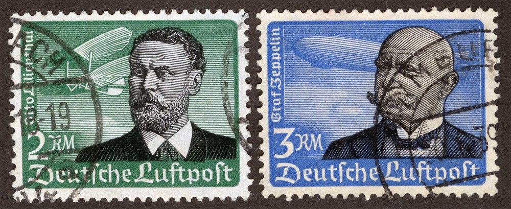 Germany Sc C55-C56 Black Blu Grn 3m 1934 Black CDS Cancel