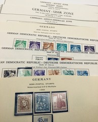 Germany Lot – 127 Stamps 1946-56 on Cut Album Pages – DDR, USSR, British US Zone