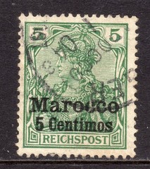 German Offices in Morocco Scott # 8D VF Used 1903 Germania 5 C on 5 Pfg #1