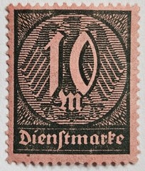 Germany, Weimar Republic 1923-10 Mark MINT, MNH Single Stamp, Sc#019, Nice Oldie