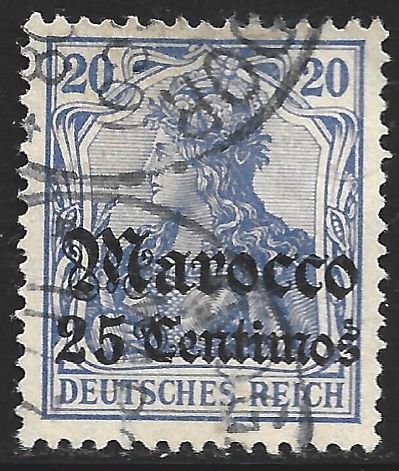 Germany-Offices in Morocco, Scott #36, 25c on 20pf Germania Issue, Wmk, Used