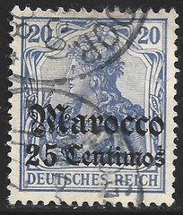 Germany-Offices in Morocco, Scott #36, 25c on 20pf Germania Issue, Wmk, Used