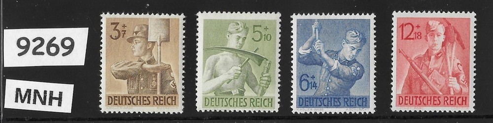 #9269 MNH Stamp set Sc B237-240 / Reich Labor Corps/ 1943 / WWII Germany
