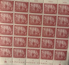 1947 Germany Leipzig Trade Fair Stamp Sheet Lot Red 12 Pfennig & Blue 75 Pfennig