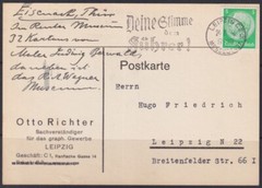 F-EX56665 GERMANY 1933-34 HINDENBURG 1936 5pf LEIPZIG VOTE TO FUHRER CANCEL
