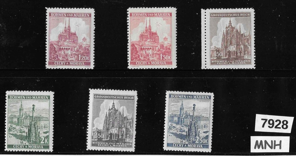 #7928 MNH Stamp set / Prague Cathedrals / B a M / WWII Germany occupation