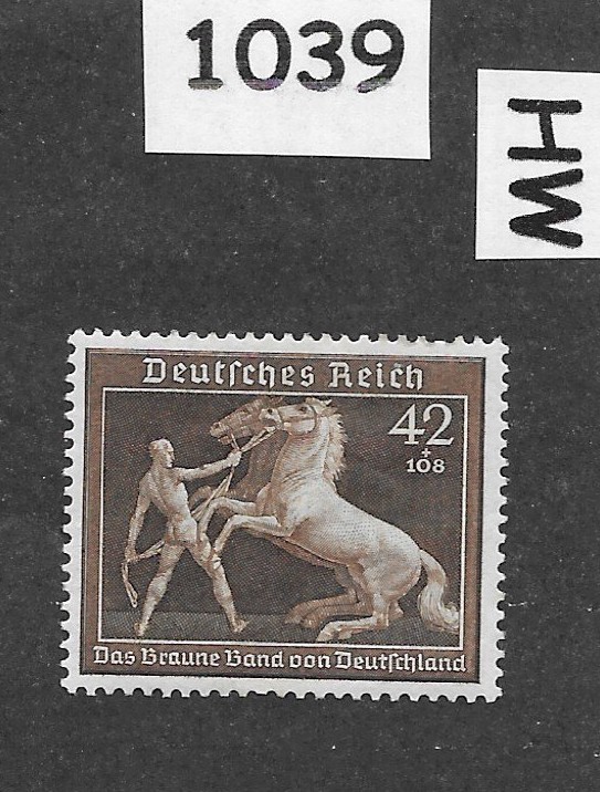 MH stamp B145 1939 Brown derby Horse race Munich Germany Third Reich #1039