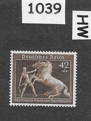 MH stamp B145 1939 Brown derby Horse race Munich Germany Third Reich #1039