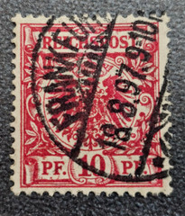 Stamp Germany Reich Reichspost 10 Pfennig 1897 Crown Eagle Mi. Nr. 47 [🇩🇪38348