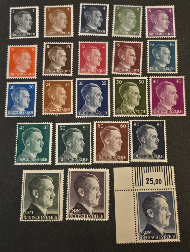 Germany WWII Hitler Head Definitive Stamp Set 1937-44 MNH Complete High Values