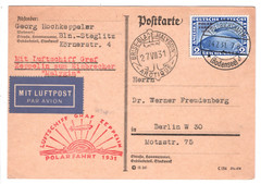GERMANY Card ZEPPELIN Air 2m *POLARFAHRT* Overprint 1931 Ship MALYGUIN CDS KZ154