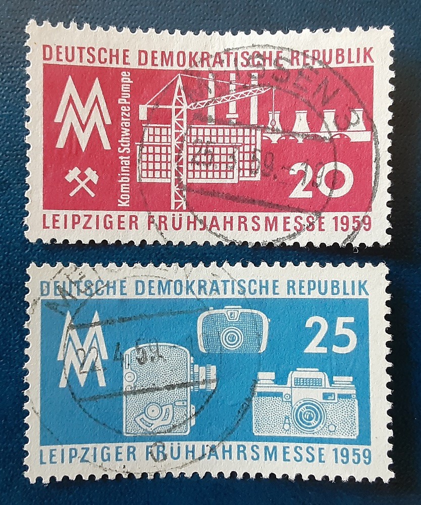 DDR Germany 1959 Postally Used Leipzig Spring Fair Mi 678-9 Scott 424-5 XF 7584