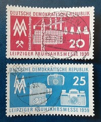 DDR Germany 1959 Postally Used Leipzig Spring Fair Mi 678-9 Scott 424-5 XF 7584