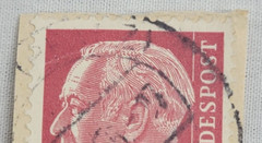 GERMANY ~ Deutrche/Bundespost ~ 20 Saufend Red Stamp ~ Posted ~ c.1954 ~ Y39