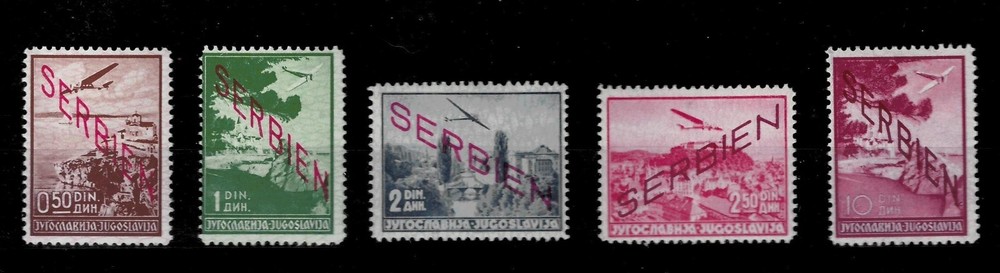 WWII German occupation of Serbia 1941 ☀ 0,5d – 10d Airmail ☀ MH