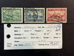 Germany #337 – 339 Used* 2024 Scott Catalogue Value $ 13.00