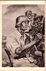 1940s Germany Army Wehrmacht Artillery Gunner Artist Postcard Cover Stamp WWII