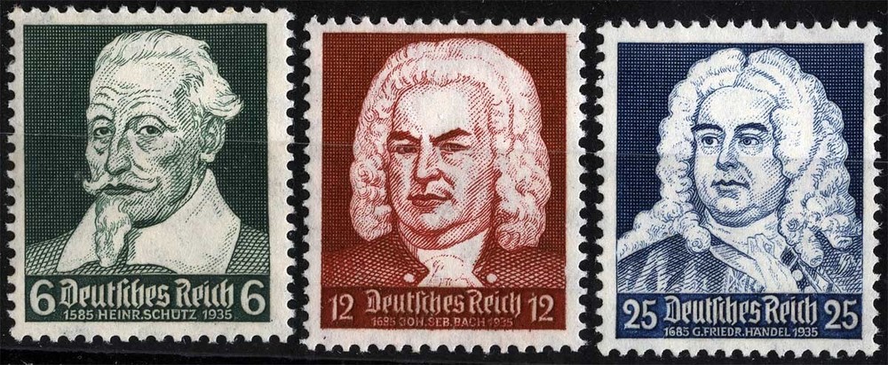 Germany Sc 456 457 458 Grn Brn Blue 6pf 12pf 25pf MNH Original Gum Set