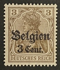 Travelstamps: Germany Offices in Belgium Stamp WWII 3c on 3pf OP Wmk Mint No Gum