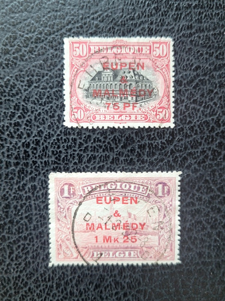 Germany #1N23-24 Used, 1920 Belgian Occ Surcharges, Scott Catalog Value $ 33.50