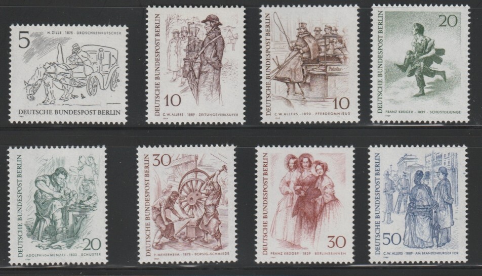 Germany-Berlin 199 Sc # 9N 267-74 19th Cent. Berliners MNH OG