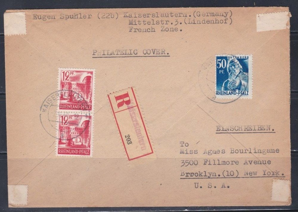 Rhineland Palatinate – Scott #s 6N20 & 6N26 on Registered Cover